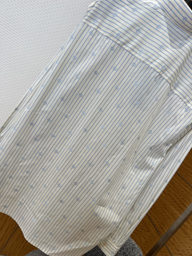 Gucci Striped Logo Long-Sleeve Collared Shirt 6