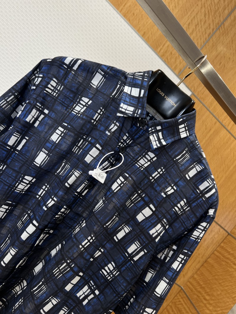 Prada Hand-Painted Checkered Short-Sleeve Collared Shirt 2