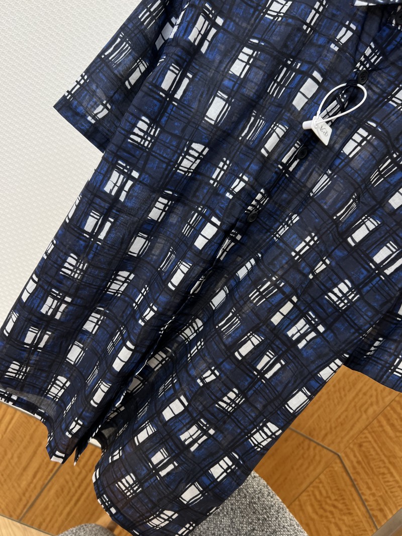 Prada Hand-Painted Checkered Short-Sleeve Collared Shirt 3