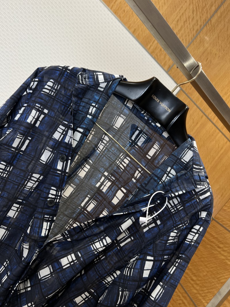 Prada Hand-Painted Checkered Short-Sleeve Collared Shirt 4