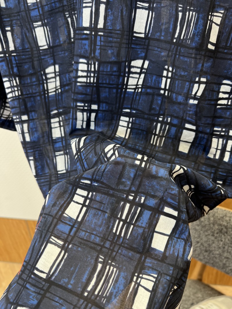 Prada Hand-Painted Checkered Short-Sleeve Collared Shirt 7