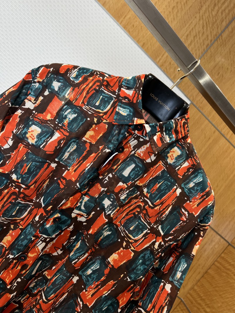 Prada Color-Blocked Artistic Checkered Short-Sleeve Collared Shirt 2
