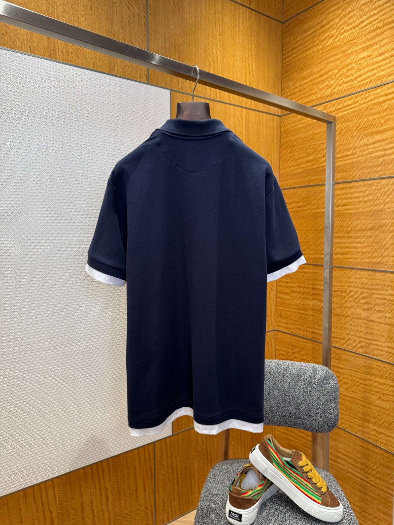 Prada Cotton-Blend Ribbed Short-Sleeve Polo Shirt 1