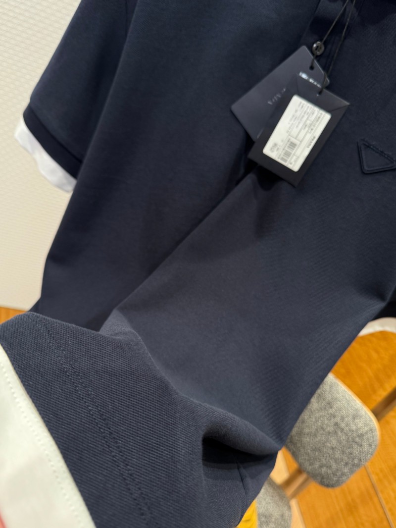 Prada Cotton-Blend Ribbed Short-Sleeve Polo Shirt 4