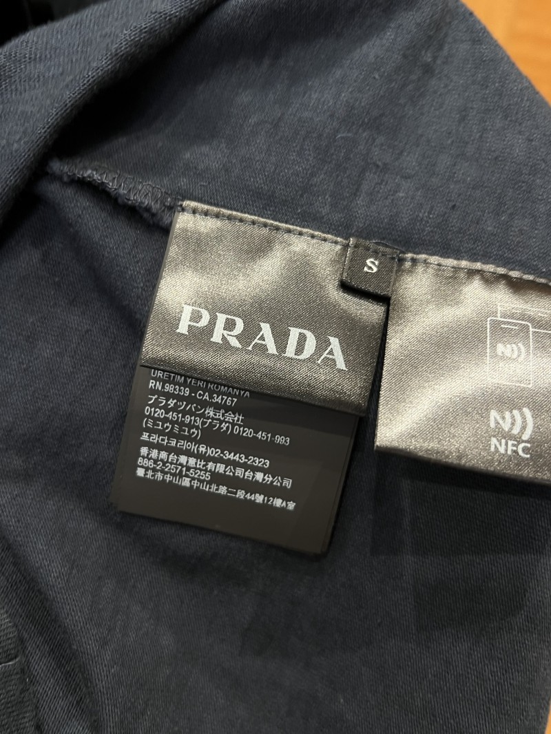 Prada Color-Blocked Striped Patchwork Short-Sleeve T-Shirt 8