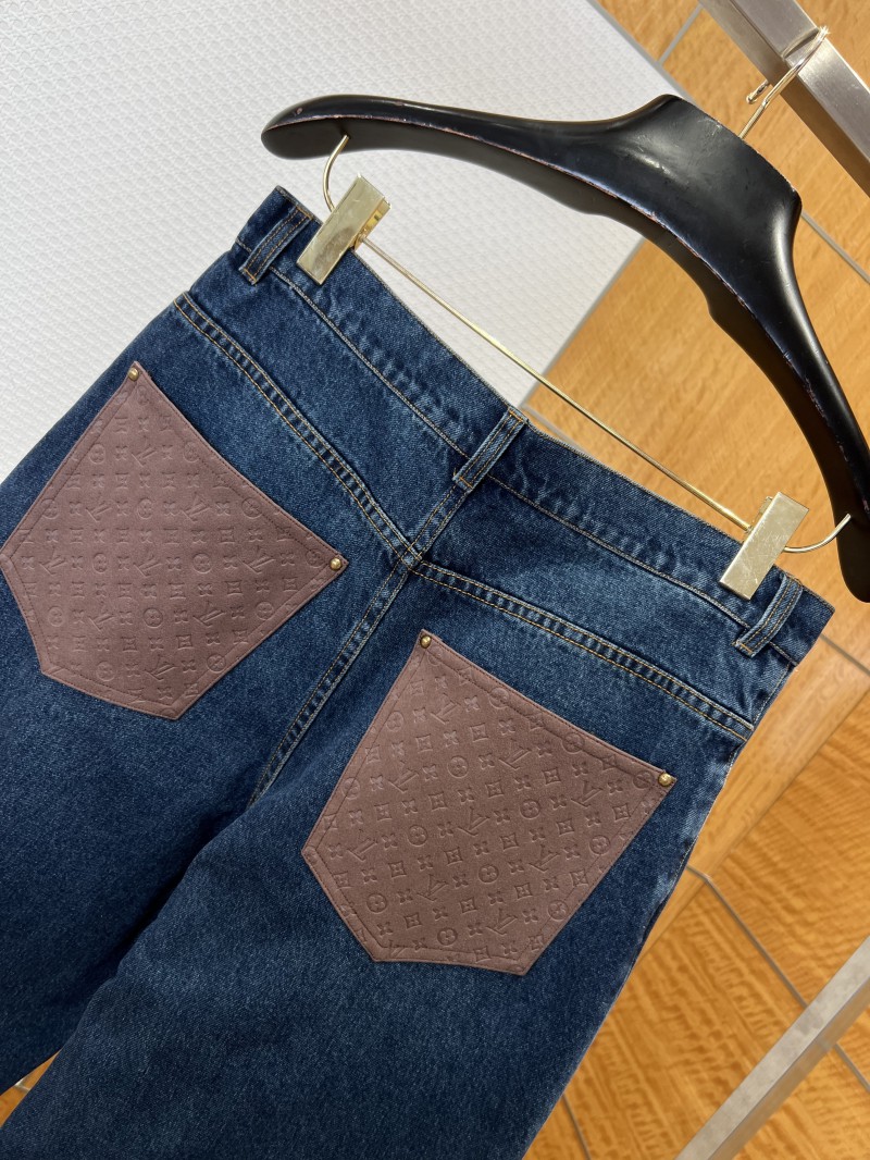 LV Long Straight-Leg Distressed Jeans 5