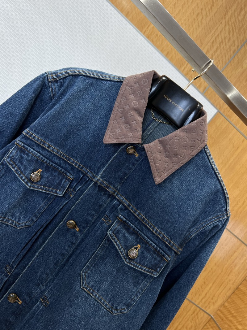 LV Single-Button Pocket Lapel Denim Jacket 2