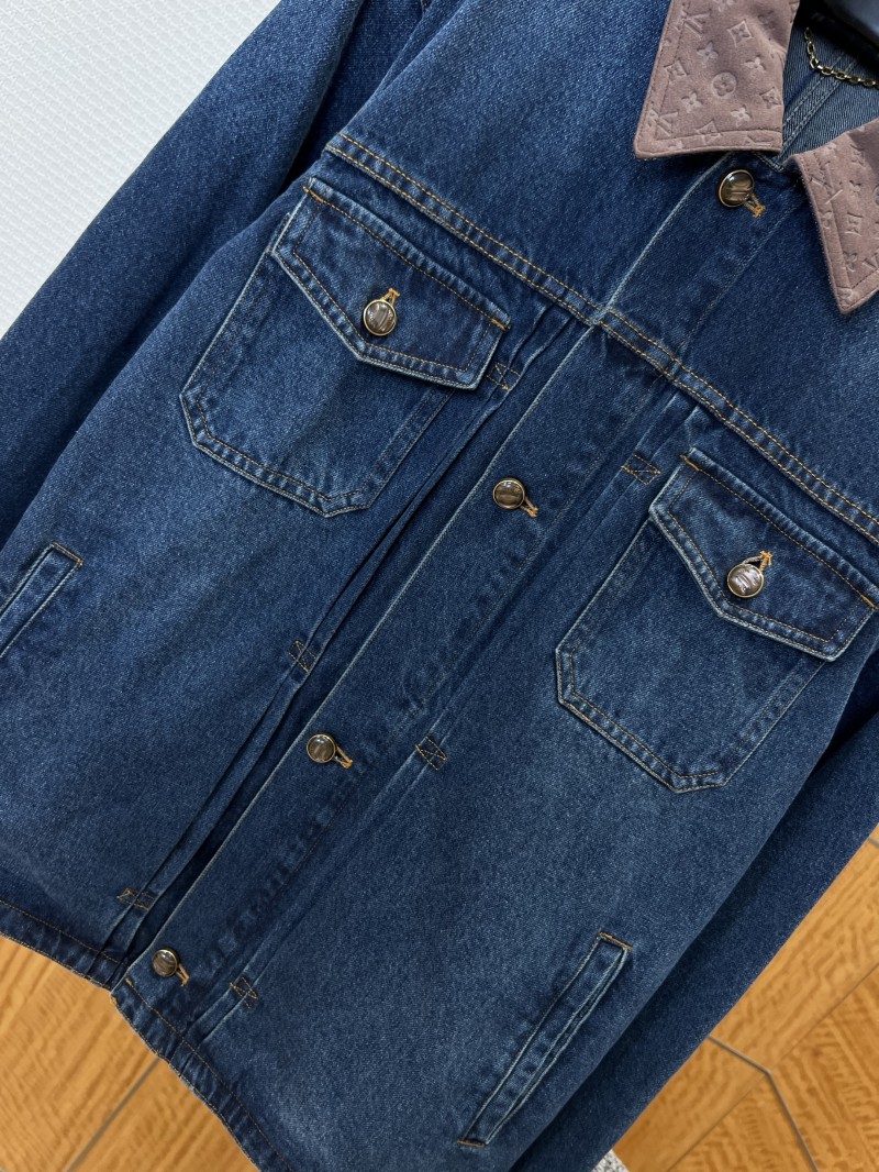 LV Single-Button Pocket Lapel Denim Jacket 3