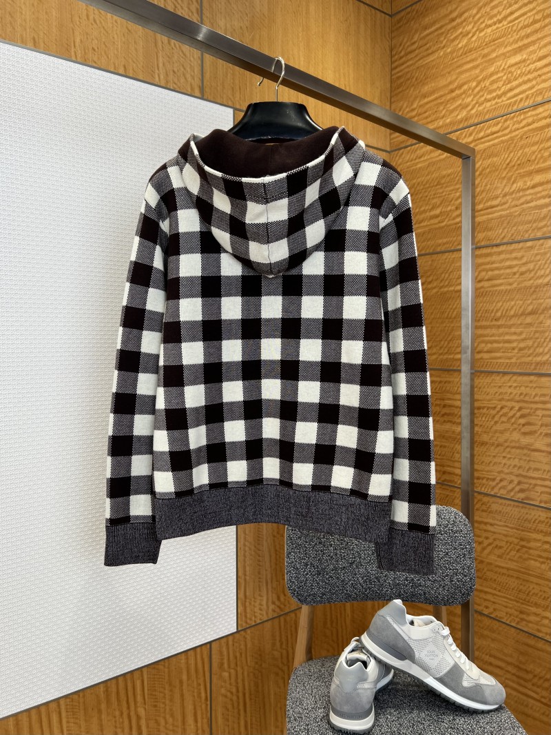 LV Embroidered Checkered Hooded Sweatshirt 1