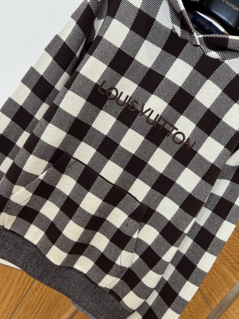 LV Embroidered Checkered Hooded Sweatshirt 3
