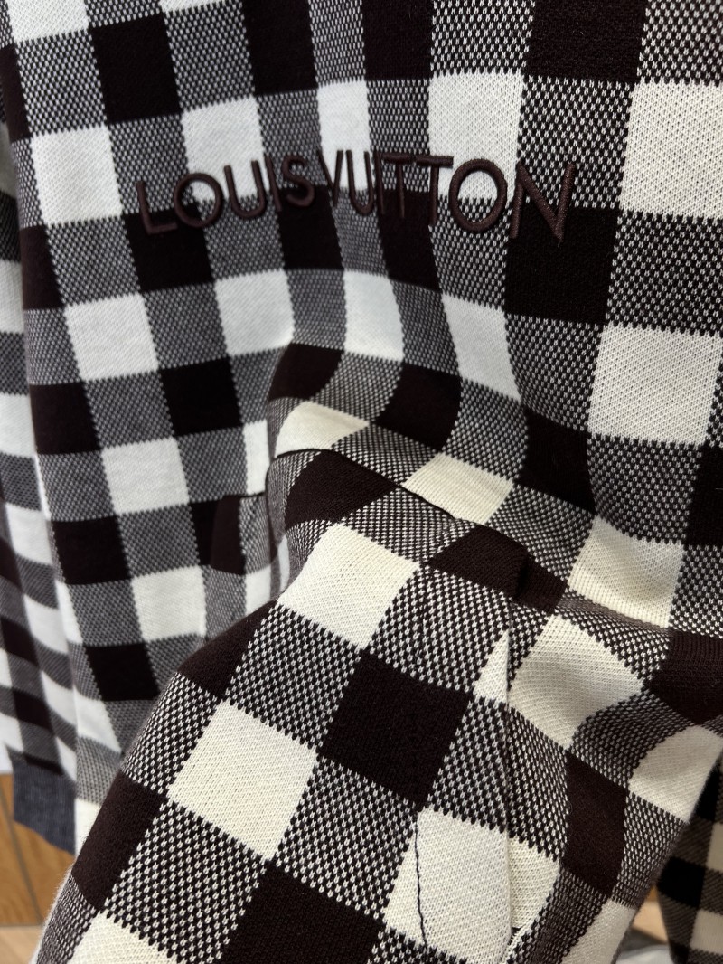 LV Embroidered Checkered Hooded Sweatshirt 4