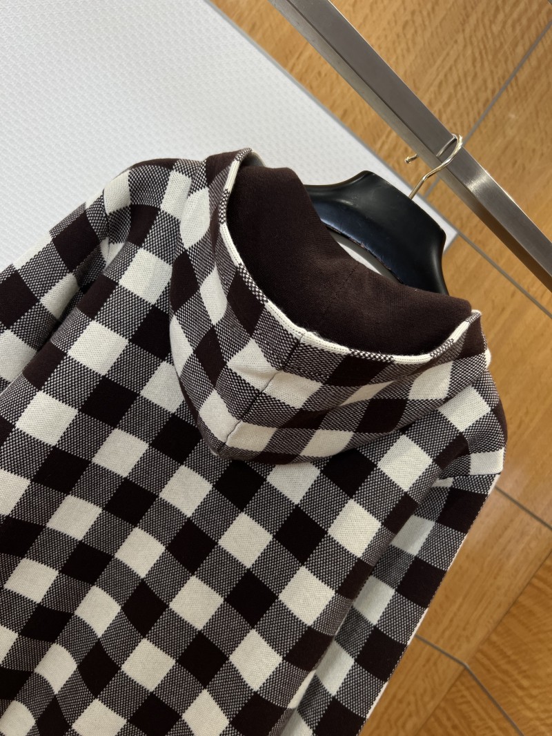 LV Embroidered Checkered Hooded Sweatshirt 5