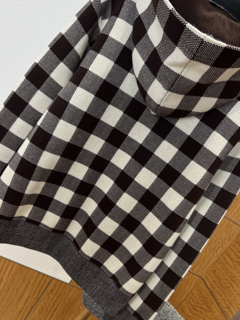 LV Embroidered Checkered Hooded Sweatshirt 6