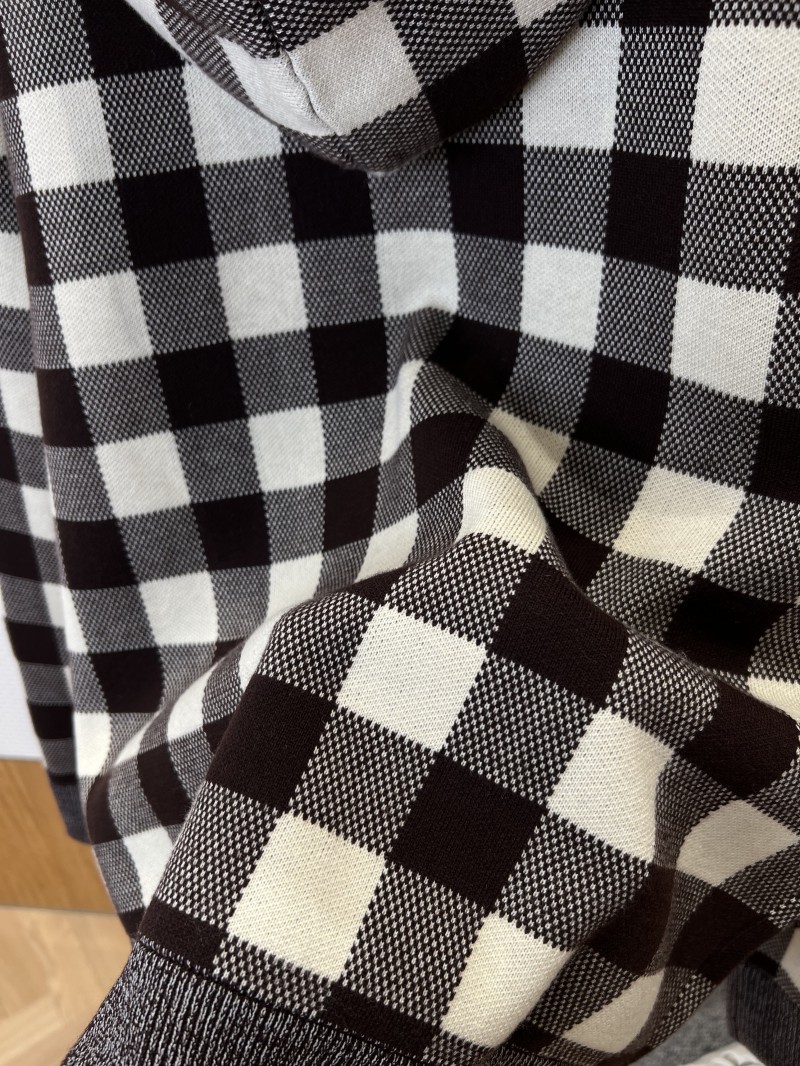 LV Embroidered Checkered Hooded Sweatshirt 7