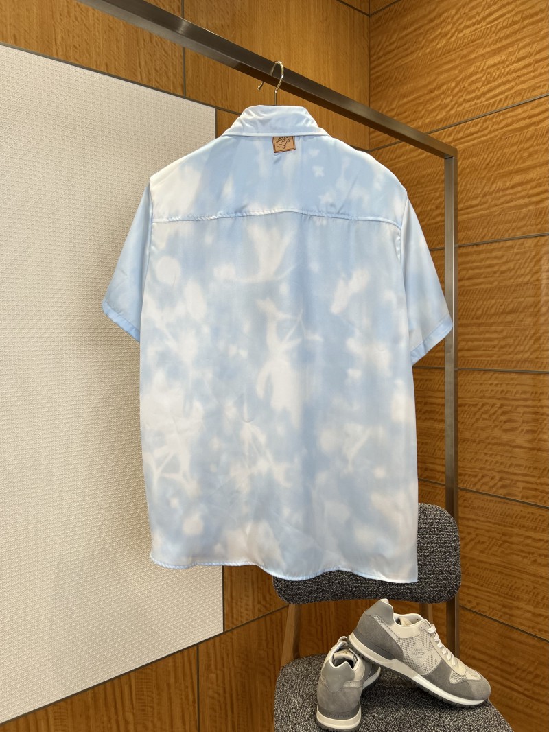 LV Tie-Dye Gradient Collared Short-Sleeve Shirt 1
