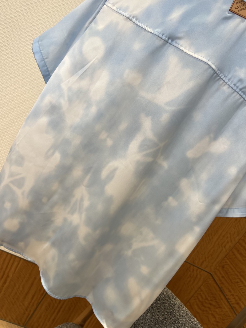 LV Tie-Dye Gradient Collared Short-Sleeve Shirt 6