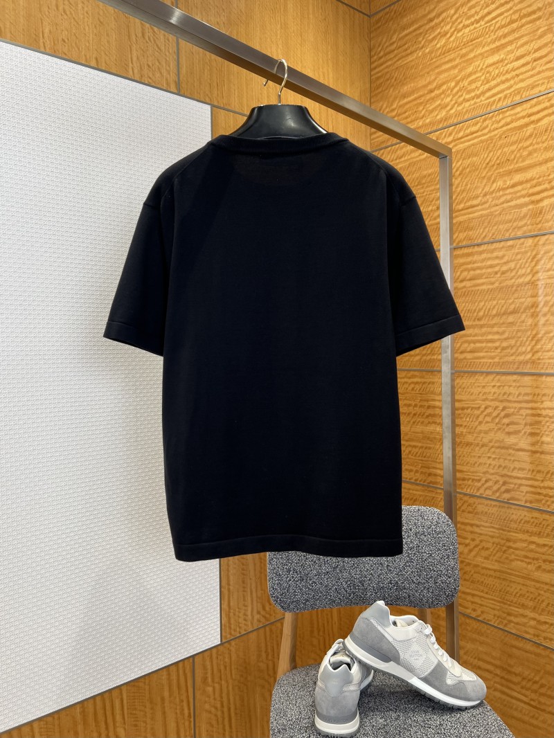 LV Logo Embroidered Knit Short-Sleeve T-Shirt 1 1