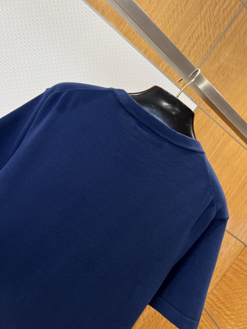 LV Logo Embroidered Knit Short-Sleeve T-Shirt 3 5