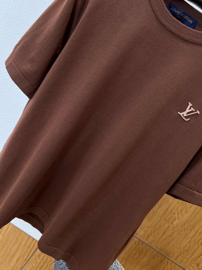 LV Logo Embroidered Knit Short-Sleeve T-Shirt 4 3