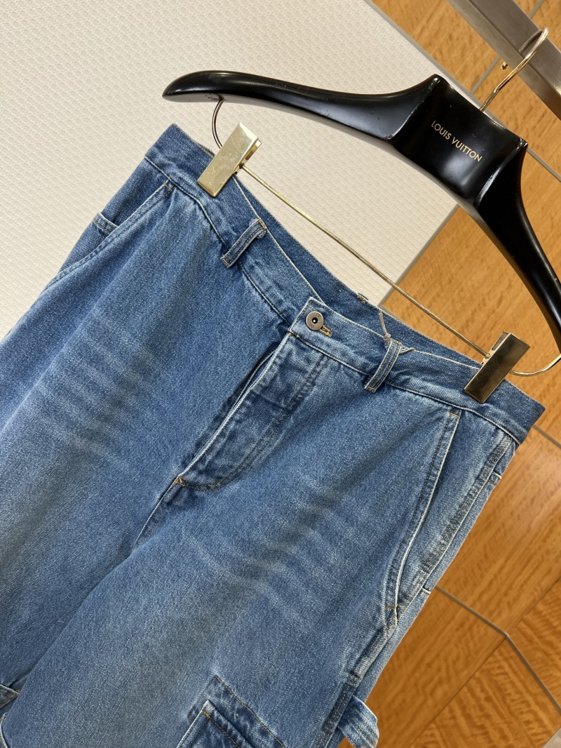 Dior Embroidered Oversized-Pocket Workwear-Style Wide-Leg Jeans 2