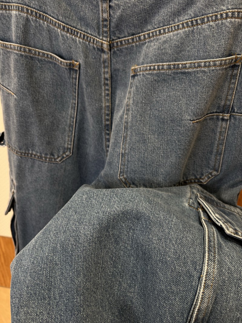 Dior Embroidered Oversized-Pocket Workwear-Style Wide-Leg Jeans 7