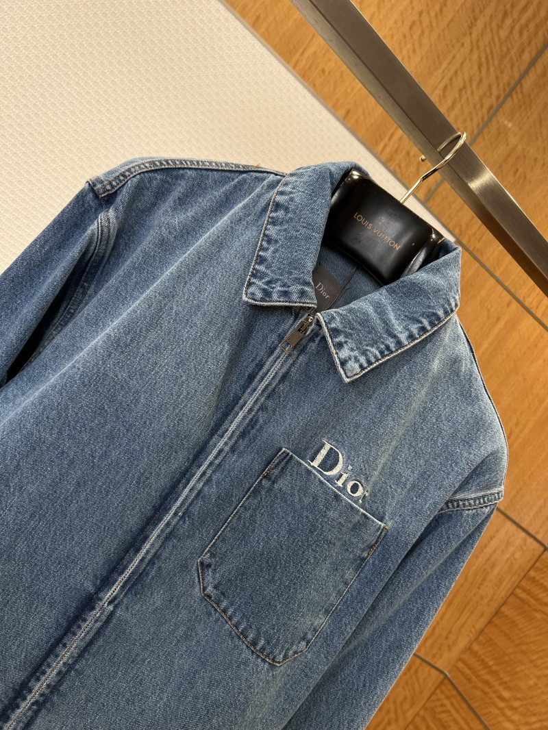 Dior Embroidered Letter Zipper Denim Jacket 2