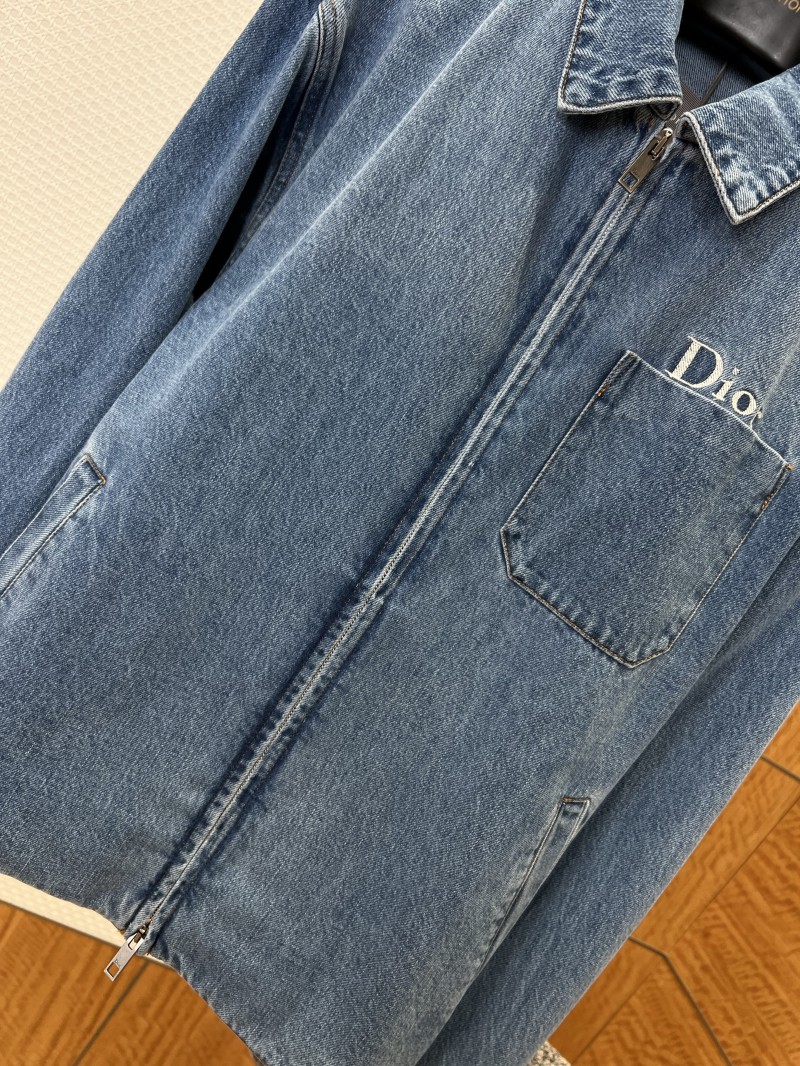 Dior Embroidered Letter Zipper Denim Jacket 3