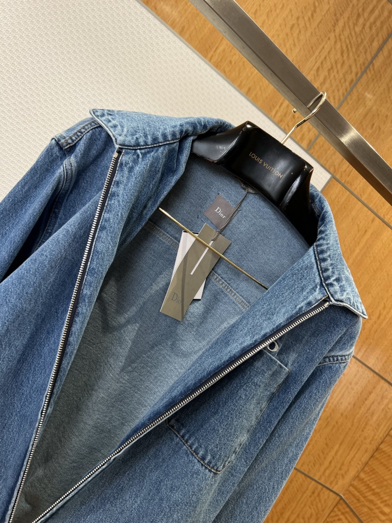 Dior Embroidered Letter Zipper Denim Jacket 4