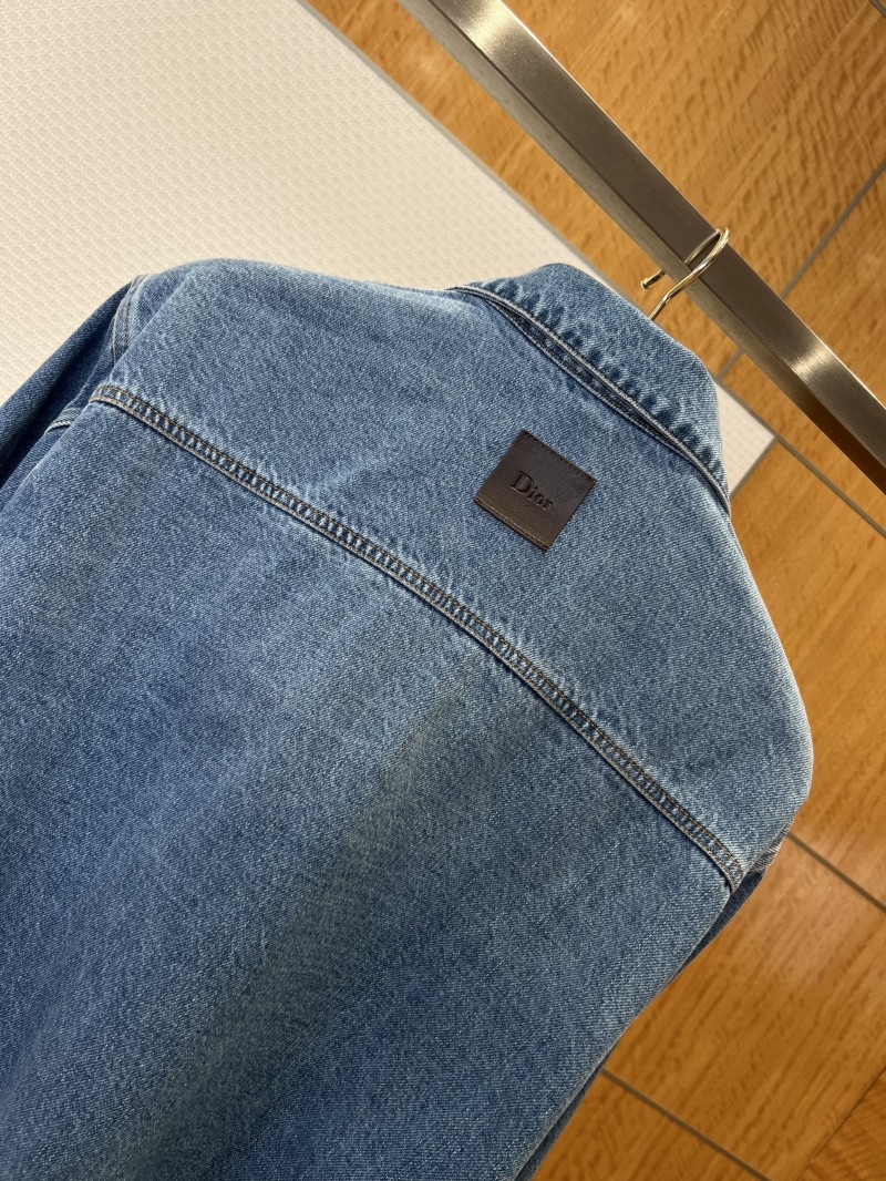 Dior Embroidered Letter Zipper Denim Jacket 5
