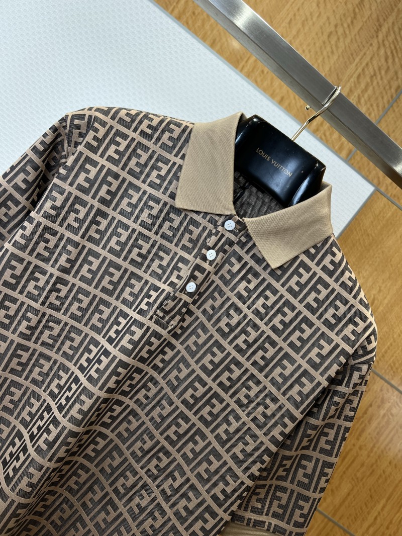 Fendi Double F All-Over Print Short-Sleeve Collared Polo Shirt 1 2