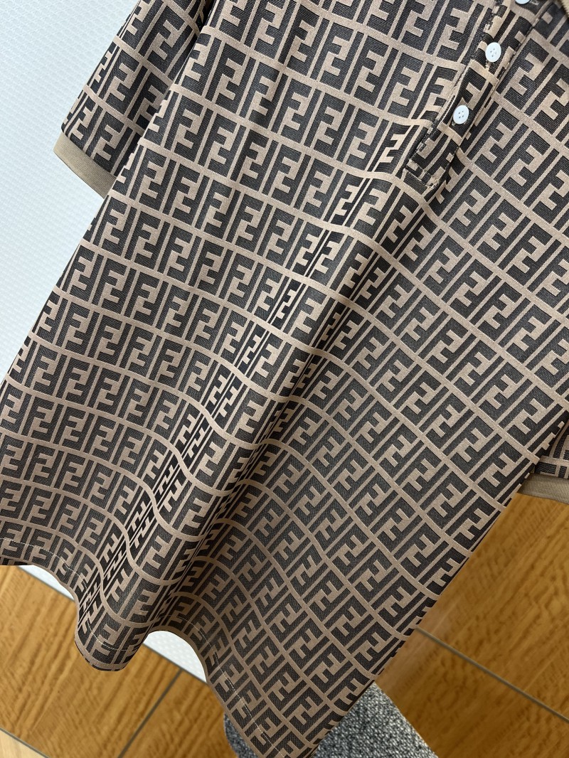 Fendi Double F All-Over Print Short-Sleeve Collared Polo Shirt 1 3