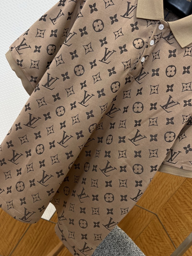 LV Classic Logo All-Over Print Short-Sleeve Polo Shirt 1 3