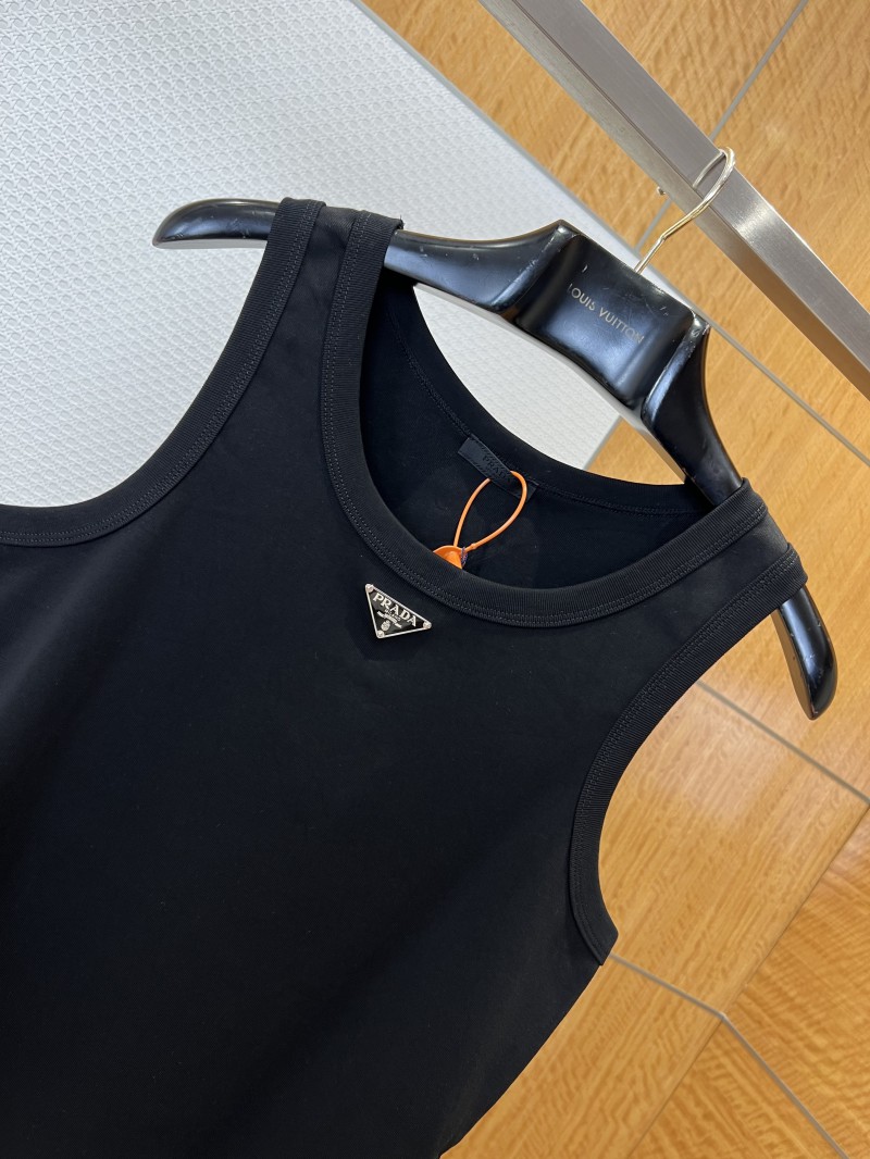 Prada Enamel Triangle Logo Sleeveless Tank Top 1 2