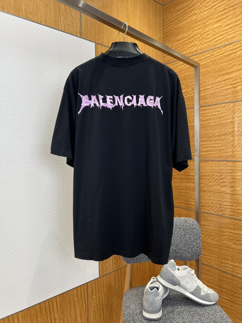 Balenciaga Gothic-Style Letter Embroidered Crew-Neck Short-Sleeve T-Shirt 1