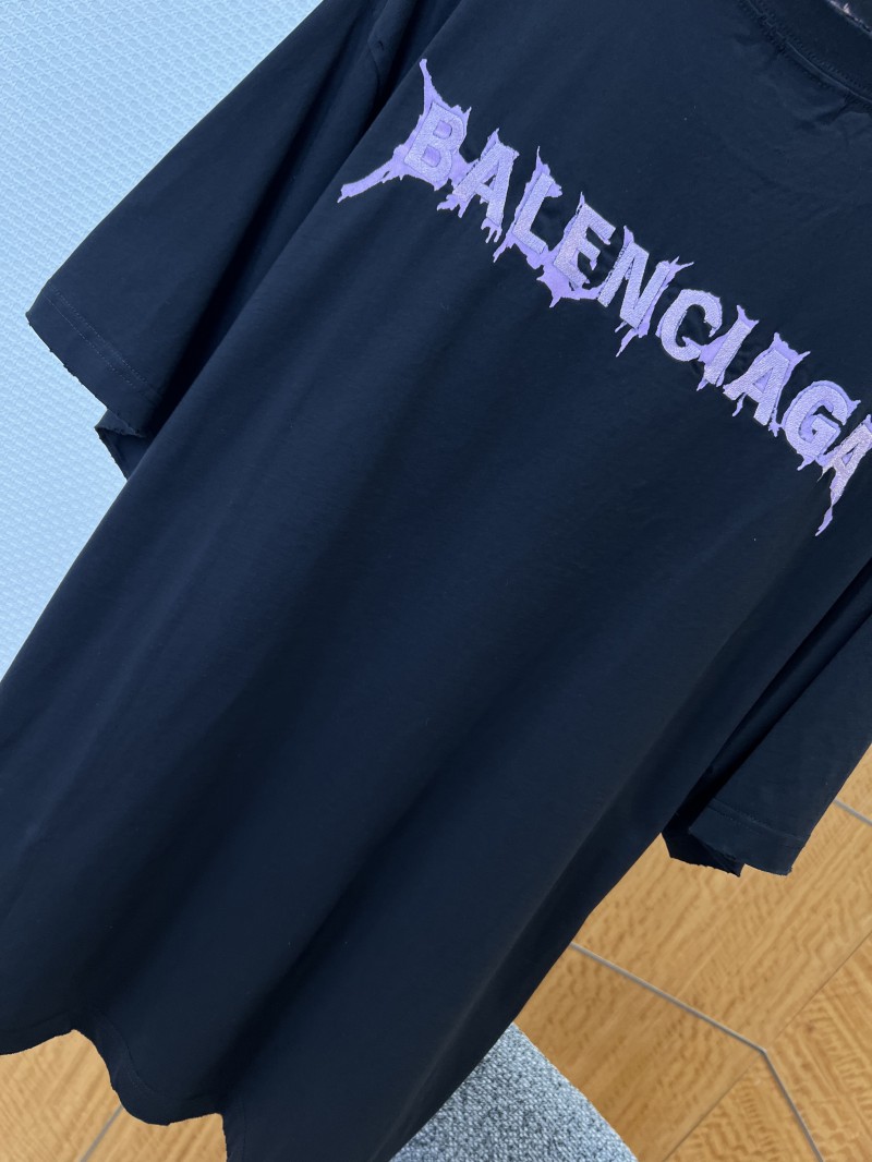 Balenciaga Gothic-Style Letter Embroidered Crew-Neck Short-Sleeve T-Shirt 6