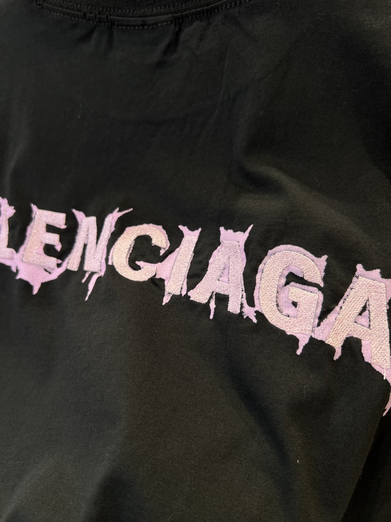 Balenciaga Gothic-Style Letter Embroidered Crew-Neck Short-Sleeve T-Shirt 7