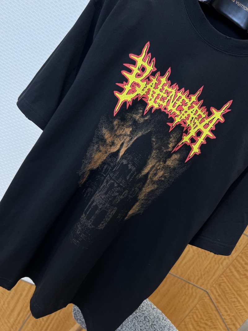Balenciaga Gothic-Style Letter Print Embroidered Short-Sleeve T-Shirt 1 3
