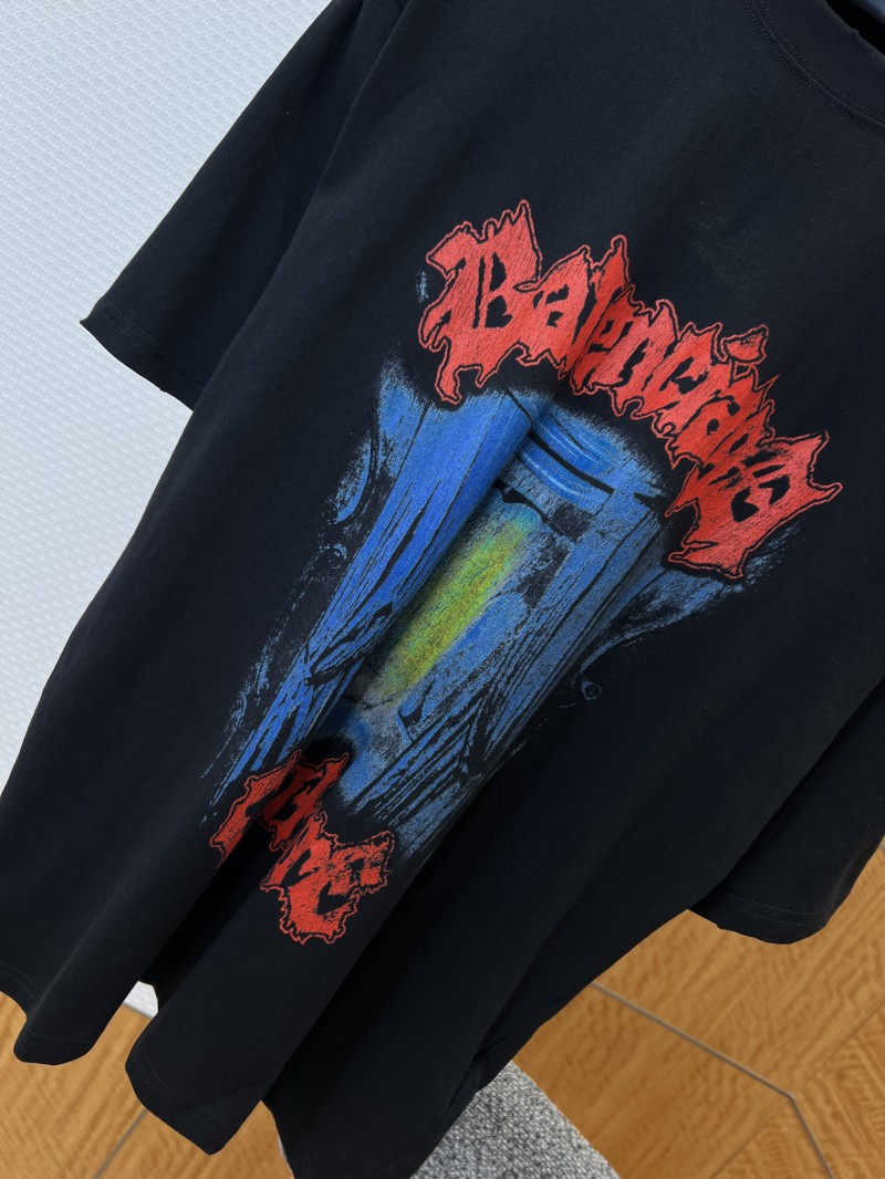 Balenciaga Gothic-Style Letter Print Embroidered Short-Sleeve T-Shirt 2 3