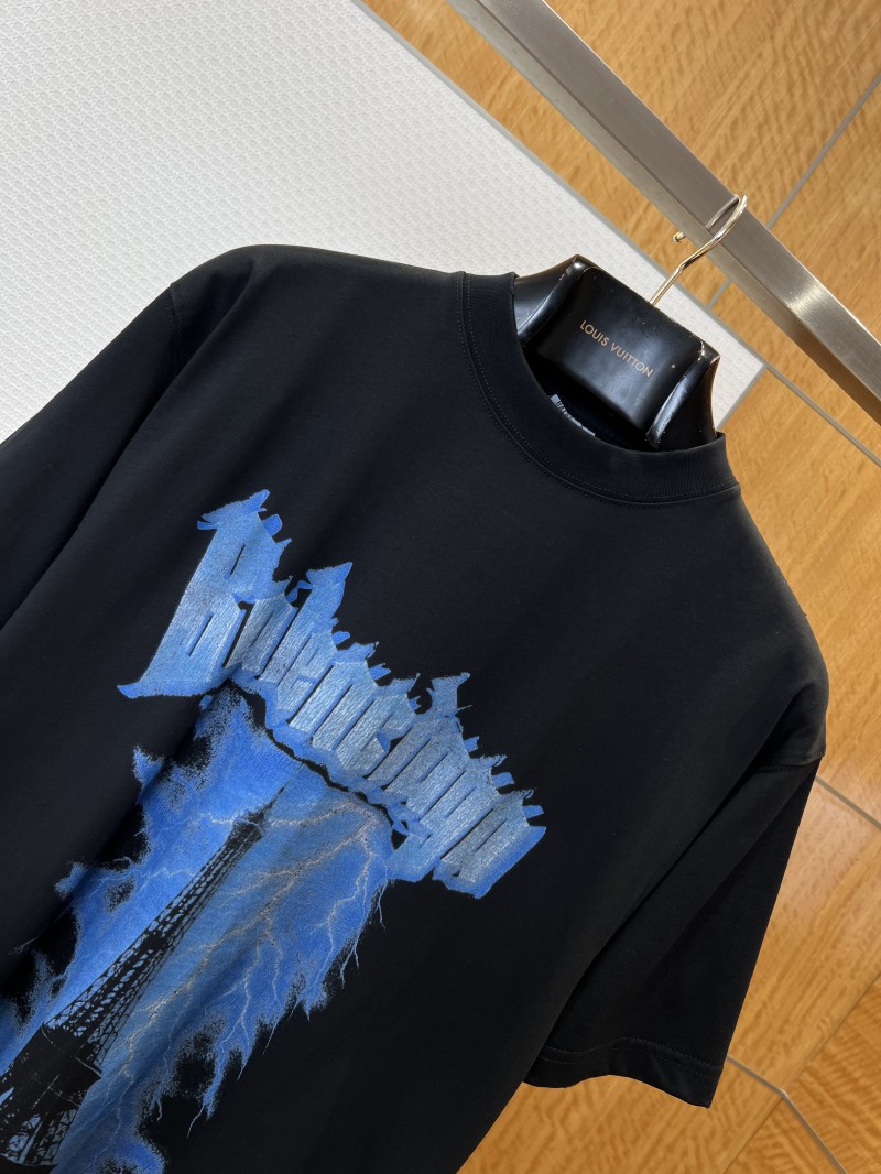 Balenciaga Gothic-Style Letter Print Embroidered Short-Sleeve T-Shirt 3 2