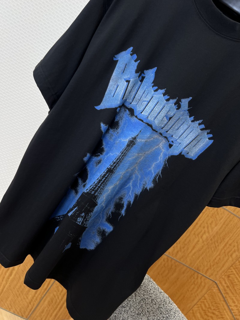 Balenciaga Gothic-Style Letter Print Embroidered Short-Sleeve T-Shirt 3 3