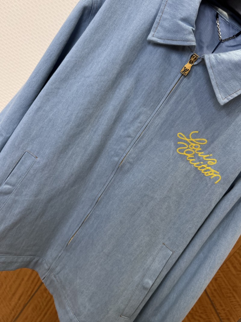 LV Hand-Embroidered Logo Lapel Denim Jacket 3