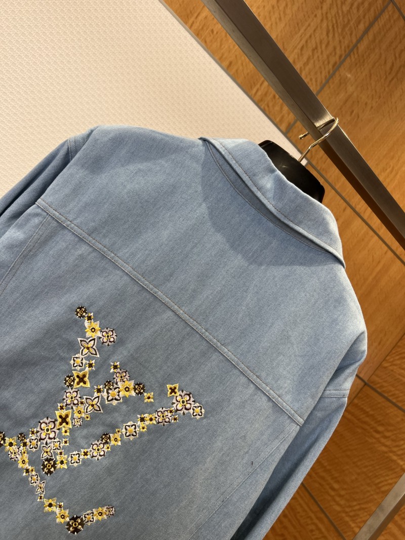 LV Hand-Embroidered Logo Lapel Denim Jacket 5