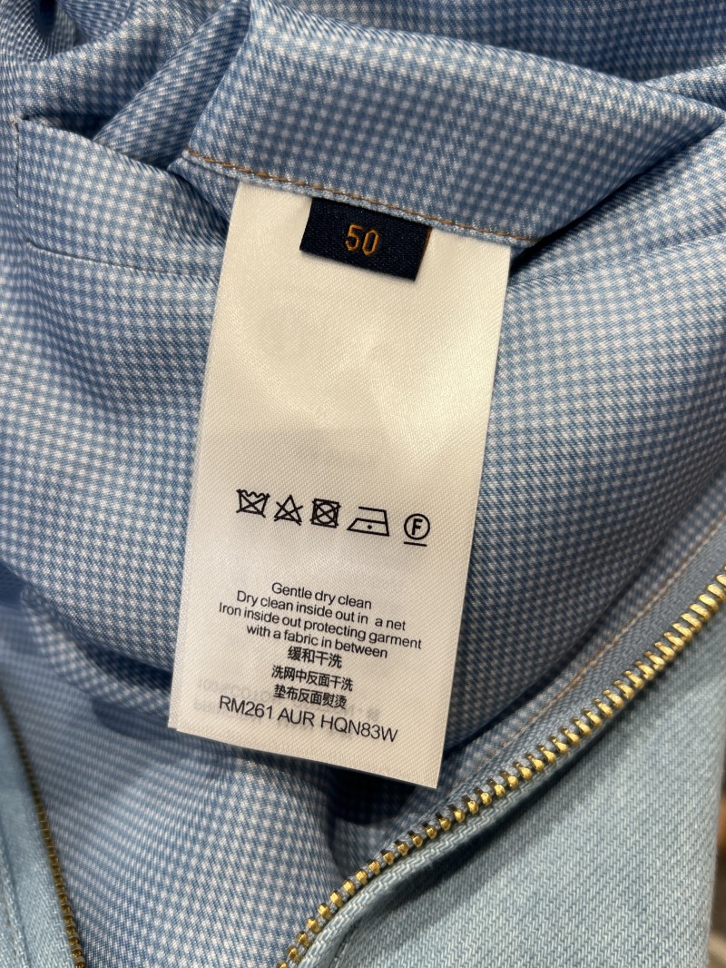 LV Hand-Embroidered Logo Lapel Denim Jacket 8