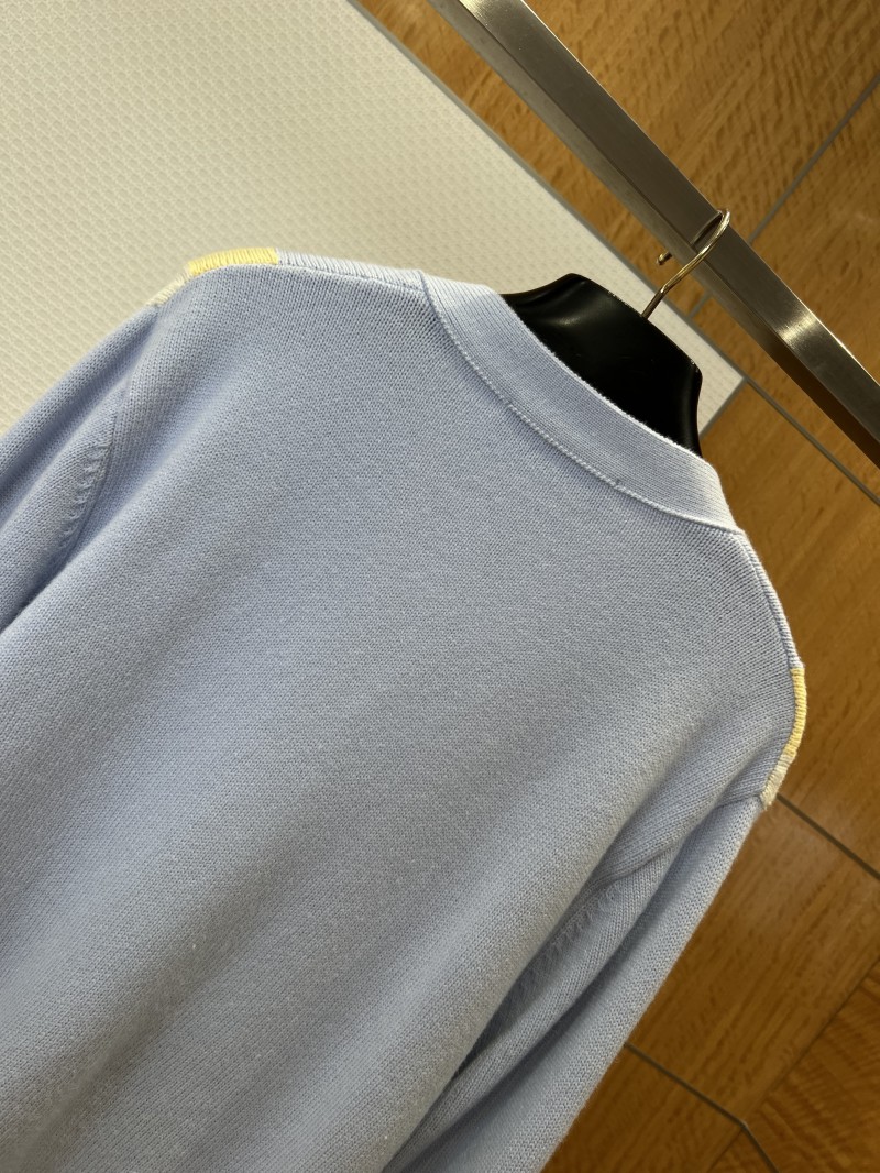 LV Pocket Embroidered V-Neck Color-Block Knit Cardigan 5