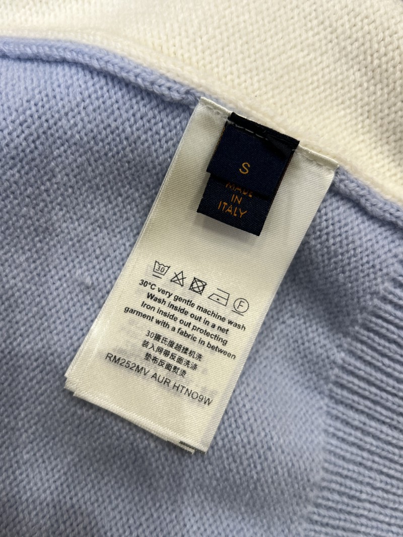 LV Pocket Embroidered V-Neck Color-Block Knit Cardigan 8