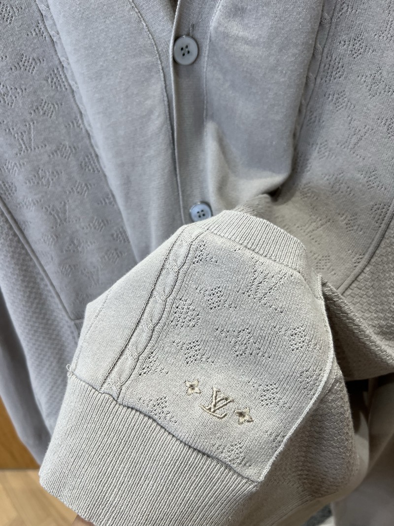 LV Embroidered Mesh Striped V-Neck Cardigan 4