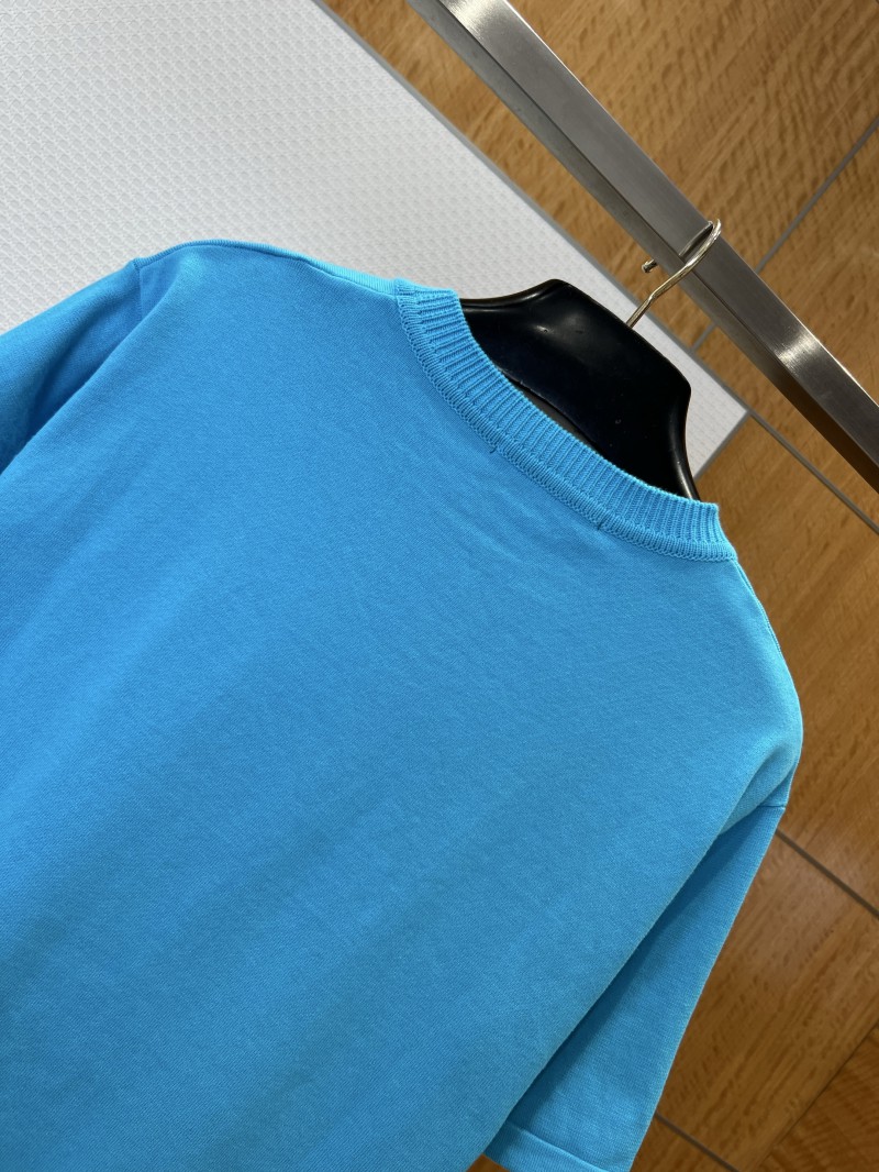 LV Pin Embroidered Knit Short-Sleeve T-Shirt 1 5
