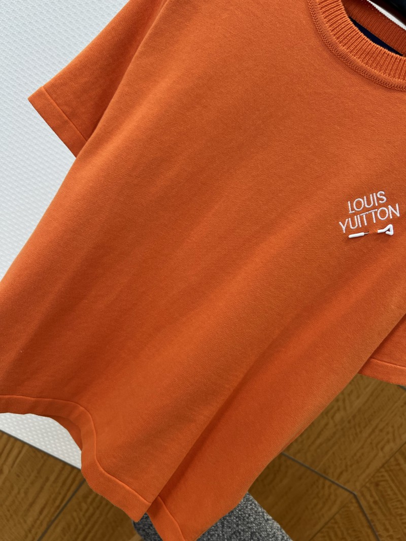 LV Pin Embroidered Knit Short-Sleeve T-Shirt 2 3