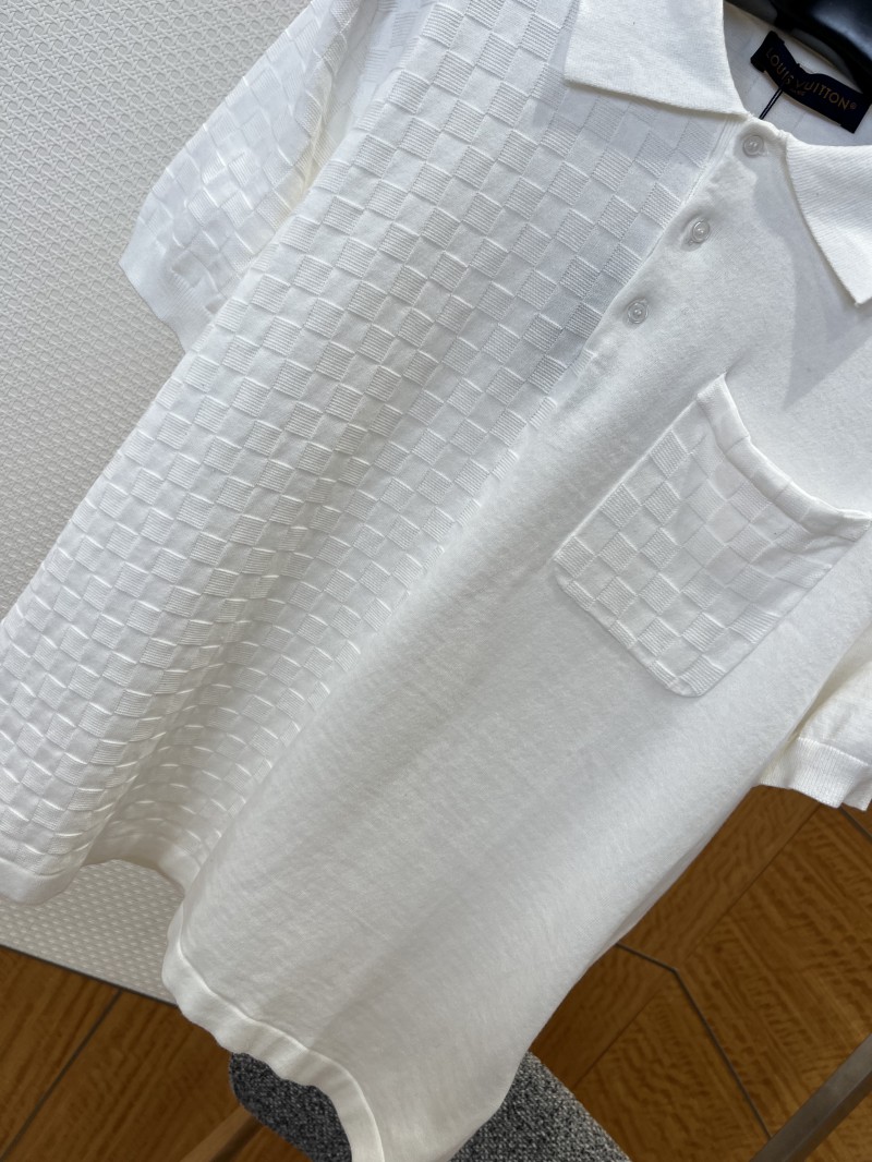 LV Checkered Jacquard Knit Short-Sleeve Polo Shirt 1 3