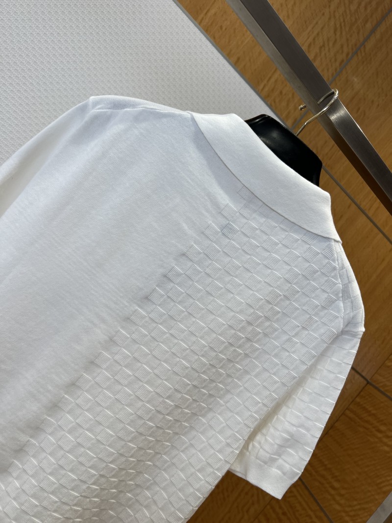 LV Checkered Jacquard Knit Short-Sleeve Polo Shirt 1 5